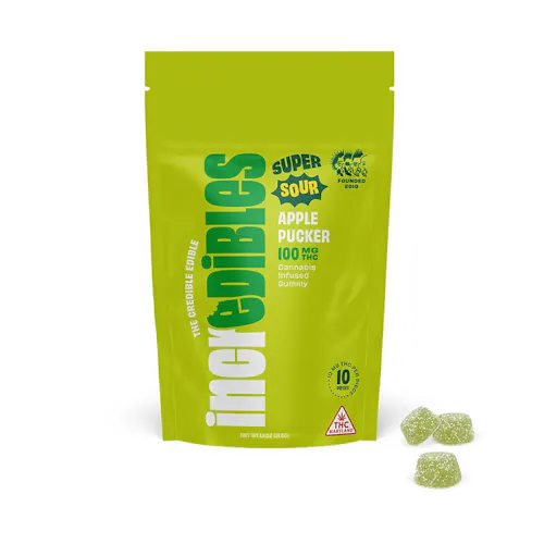 Super Sour Apple Pucker | Gummies | 10 pack | 100mg THC-1