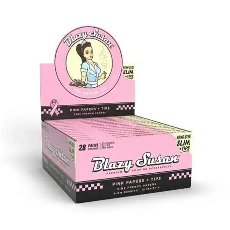 Accessories Blazy Susan Pink Papers King Size Slim Papers + Tips