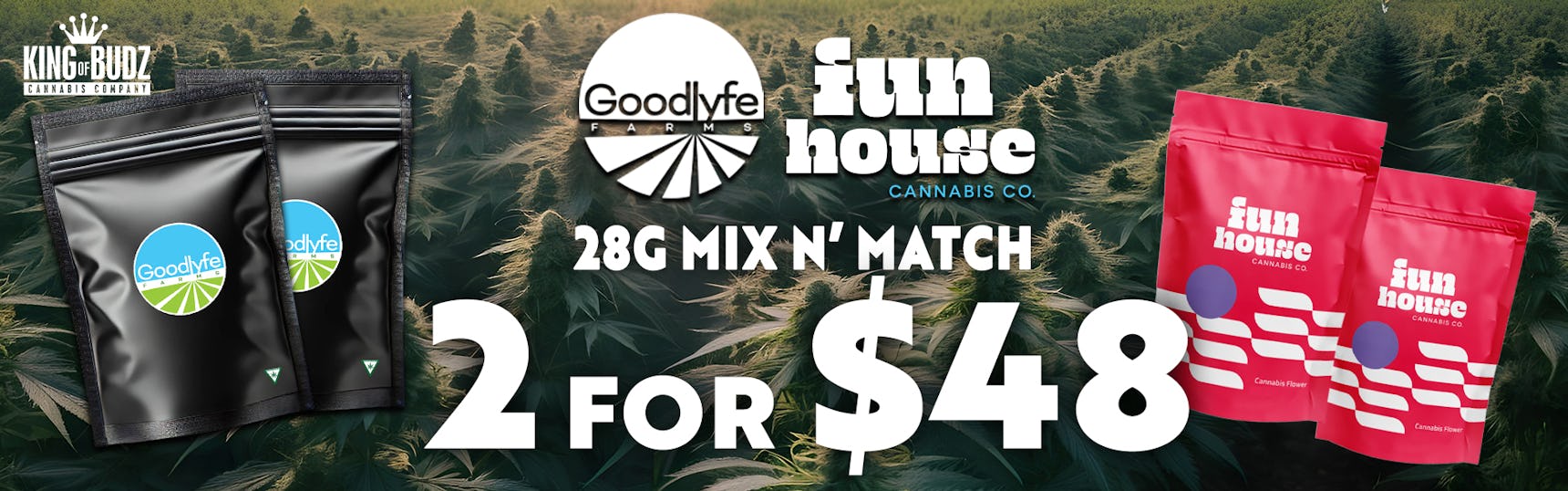 FUN HOUSE AND GOODLYFE  28g Pre Pack Flower - 2 for $48
