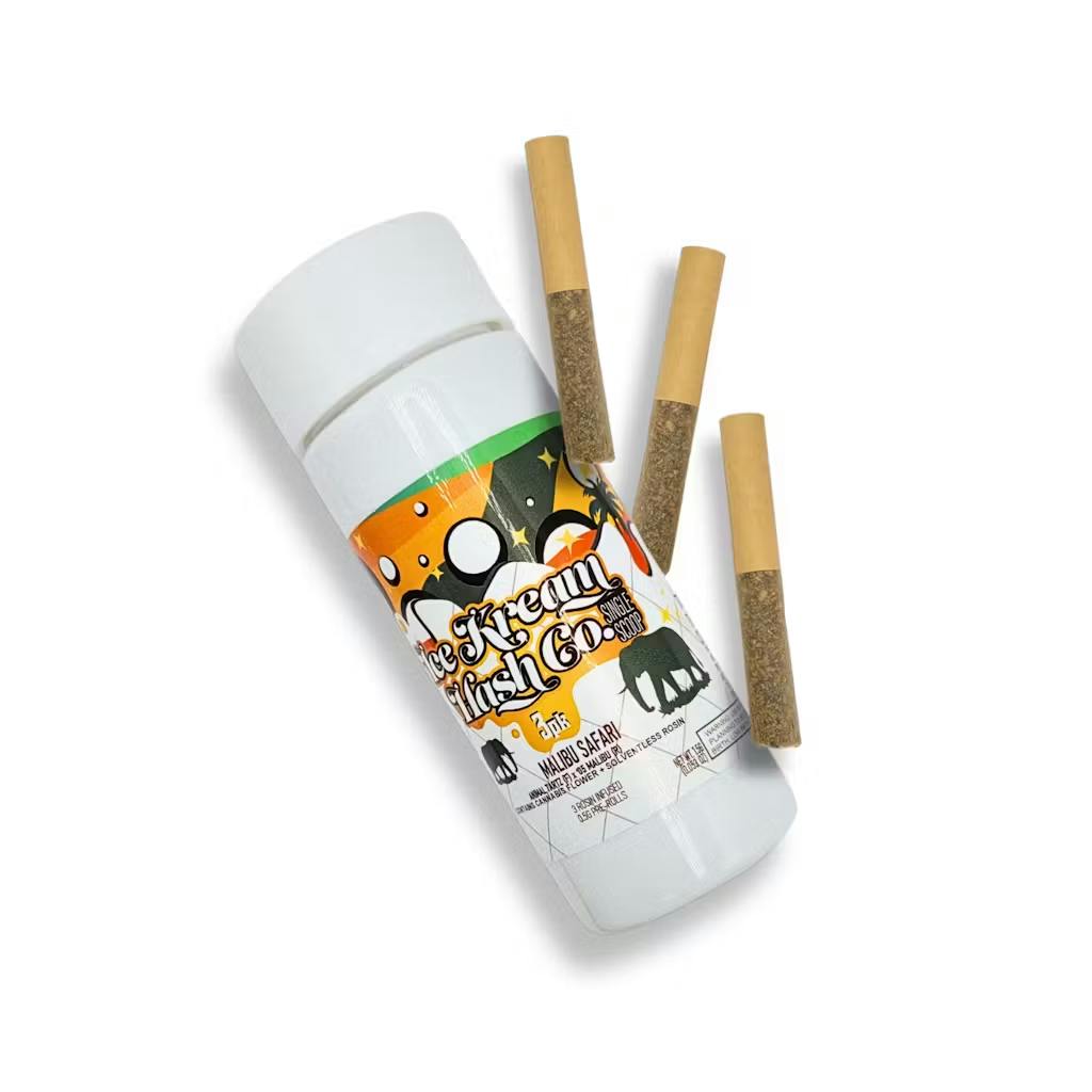 Ice Kream Hash - 3-Pack .5g Rosin Infused Prerolls - Malibu Safari