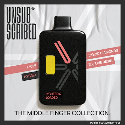 UNSUBSCRIBED | Lycheed and Loaded | 2G Liquid Diamond & Live Resin | Disposable - DISPOSABLES by UNSUBSCRIBED at King of Budz