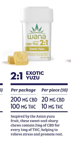 Classic Exotic Yuzu 2:1 CBD/THC Chews [10 Pack] | 100mg-1