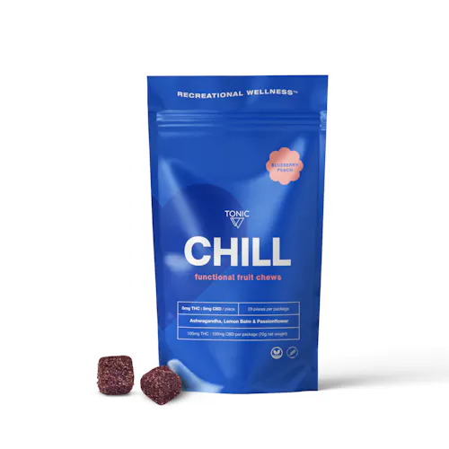 Tonic | CHILL | Blueberry Peach | 1:1 THC / CBD Gummies | 20pk-2