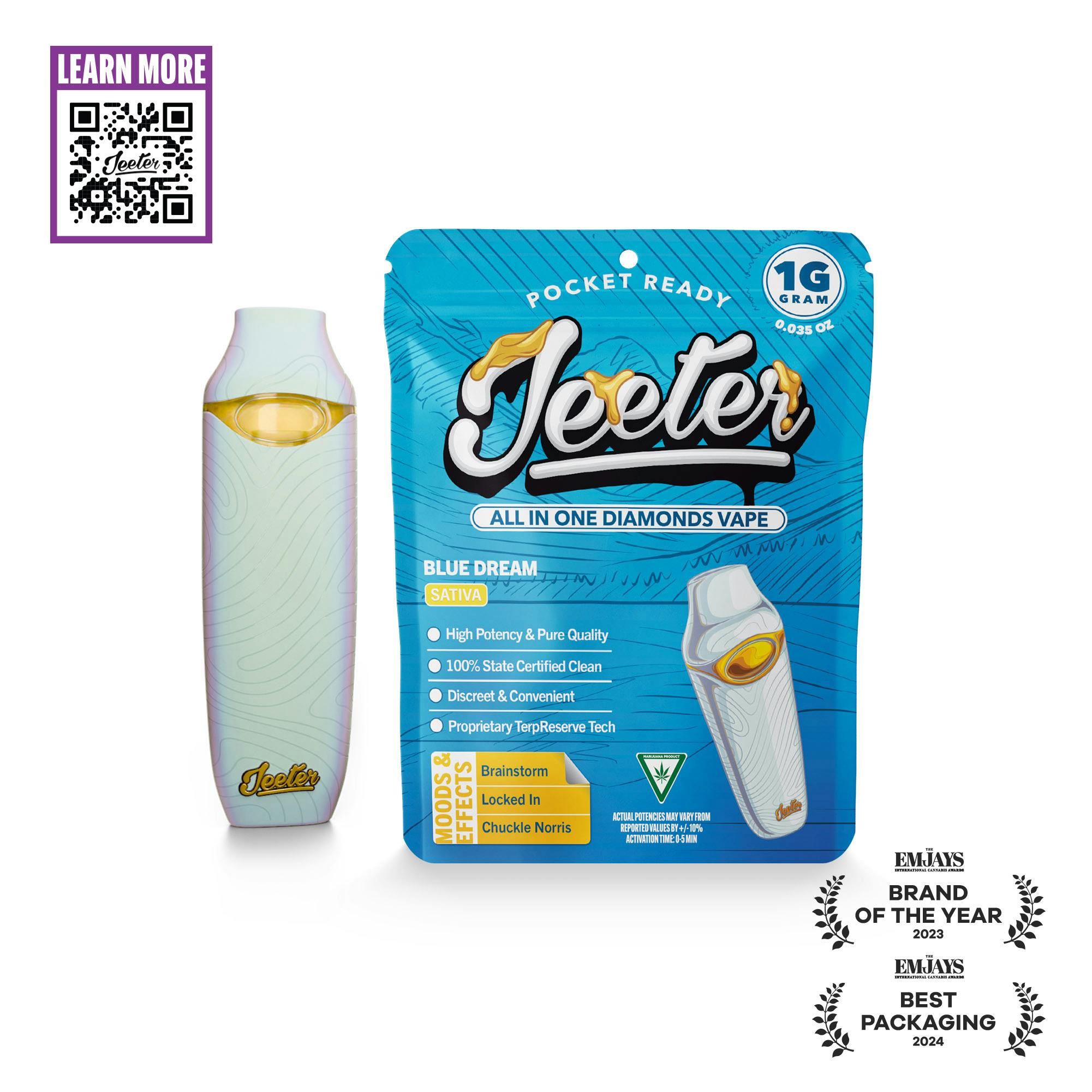 Blue Dream Jeeter All In One Diamonds Disposable | Pocket Ready | 1g | Sativa