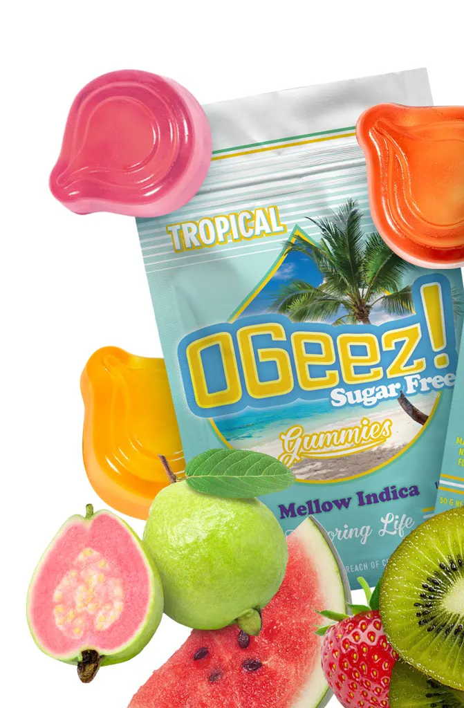 OGeez! - Gummies - Sugar Free Tropical - Mellow Indica (I) (100mg