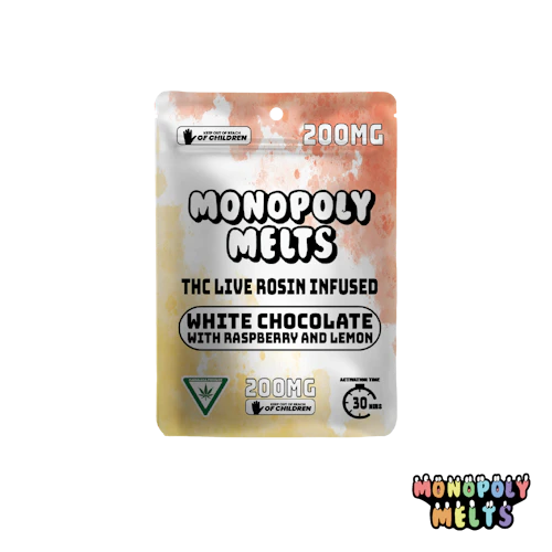 Monopoly Melts - 200mg Hash Rosin Chocolate - Raspberry Lemon White Chocolate