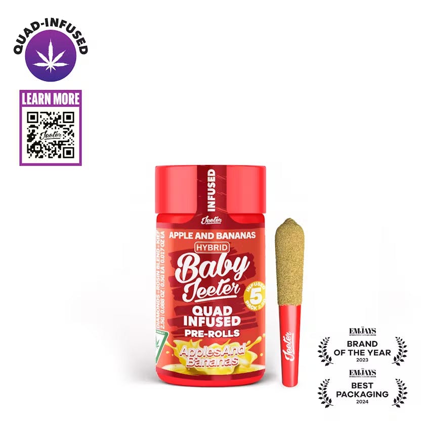 Jeeter - 5-Pack .5g Quad Infused Prerolls - Apples & Bananas