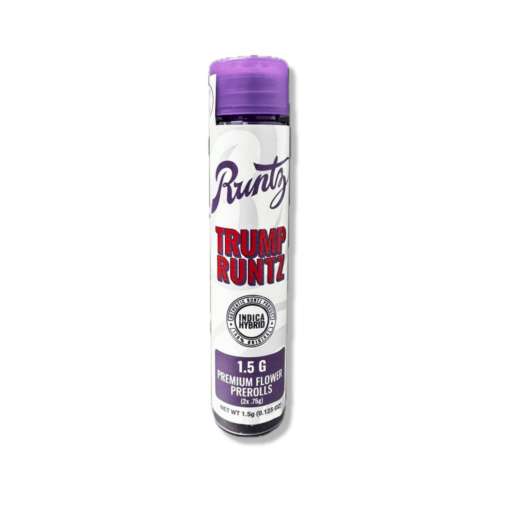 Runtz - Trump Runtz Prerolls 2pk - 1.5gRuntzIndica-HybridTHC: 21.85%TERPS: 1.11%4th of July Weekend! Spend $1000 Get $200 off+6