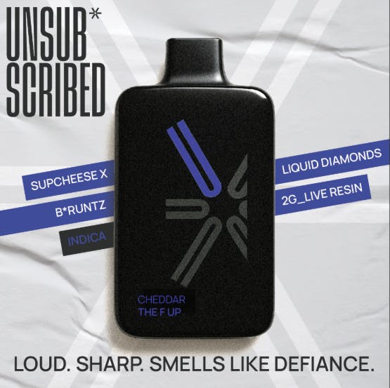 Product: Cheddar The F Up | 2g | Disposable | Liquid Diamonds & Live Resin | Unsubscribed