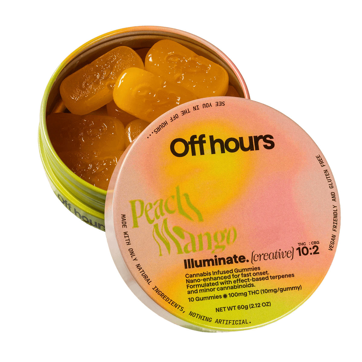 Off Hours Illuminate Peach Mango 10pk 100mg Gummies