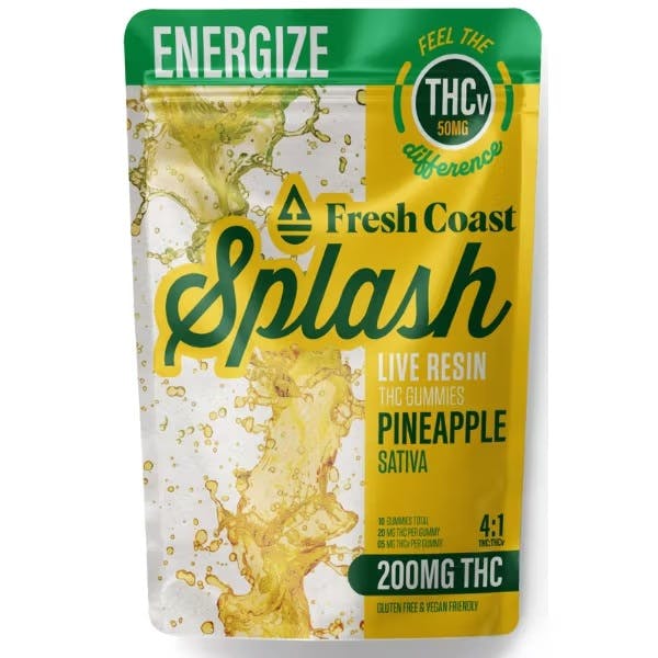 Product: Fresh Coast | Splash Pineapple Live Resin 4:1 THC:THCv Gummies | 200mg:50mg