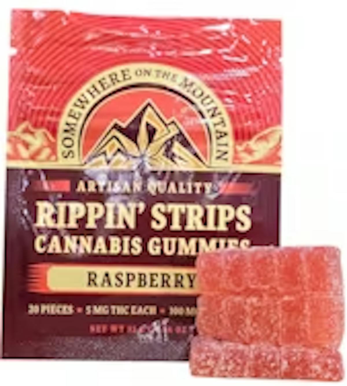 Image of Raspberry Rippin’ Strips | 100mg Gummies (5mg/20ct)