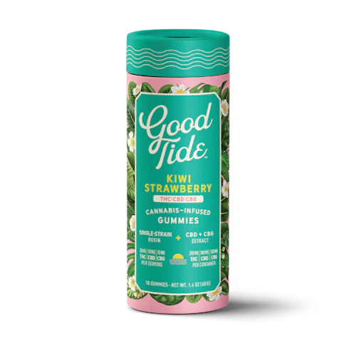 Good Tide - 200mg THC / 100mg CBD / 100mg CBG - Hash Rosin Gummies - Kiwi Strawberry (H)