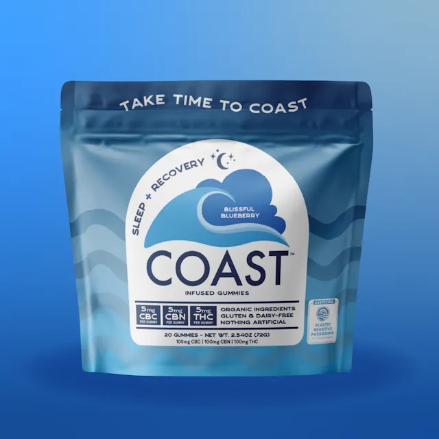 COAST Cannabis Co. COAST Soft Lozenge Blissful Blueberry 1 THC : 1 CBC : 1 CBN 20pk/100mg (indica, lozenges, 2.8g)