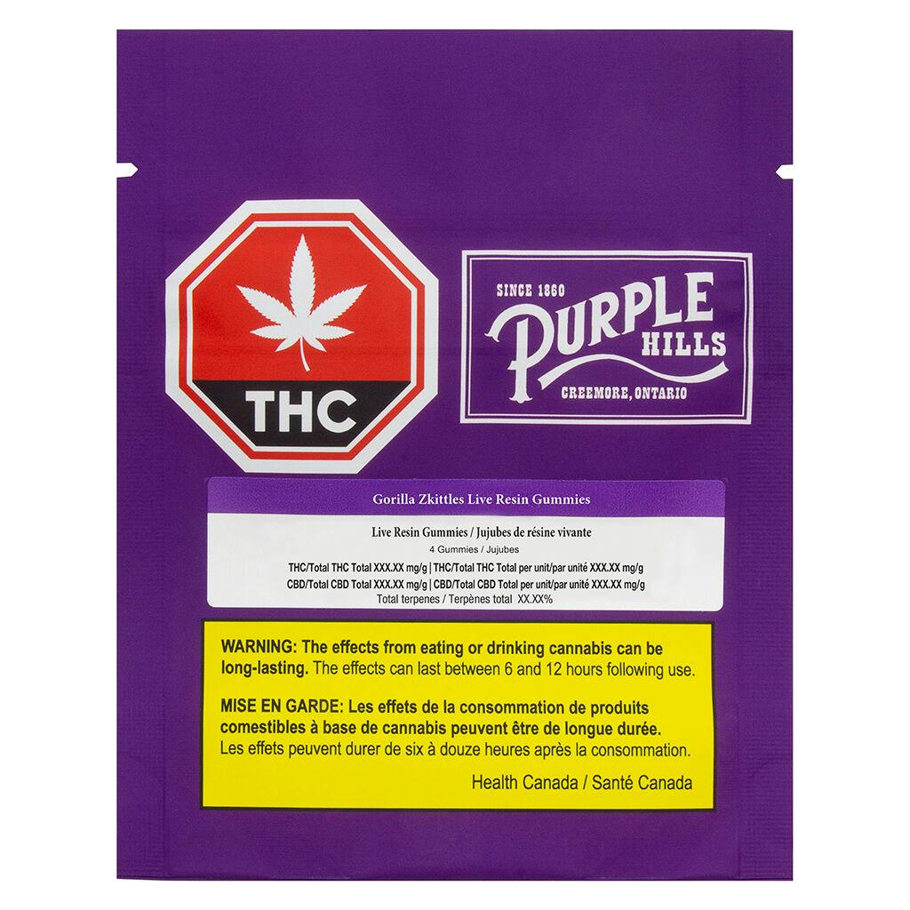 Purple hills - gorilla zkittles live resin gummies - 4 pack
