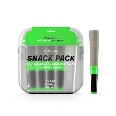 Boutiq - 5-Pack .5g Live Diamond Infused Prerolls - Mojito - PRE_ROLLS by Boutiq at King of Budz