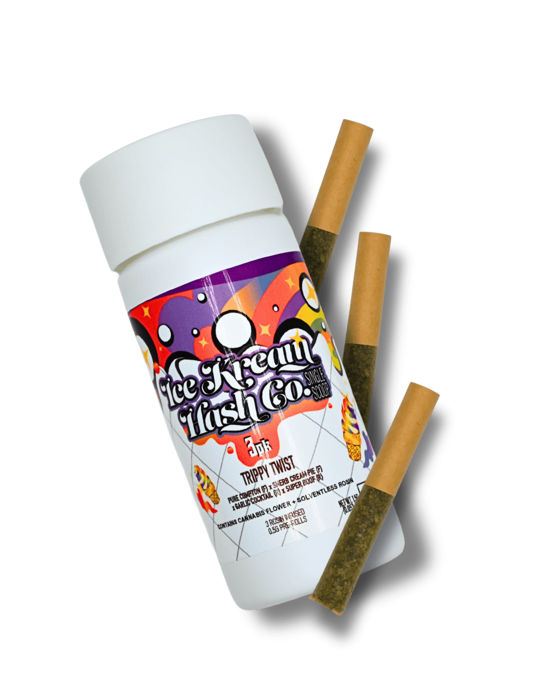 Ice Kream Hash Co. - 3pk .5g Rosin Infused Preroll - (1.5g) - **TRIPPY TWIST** (2/$50)
