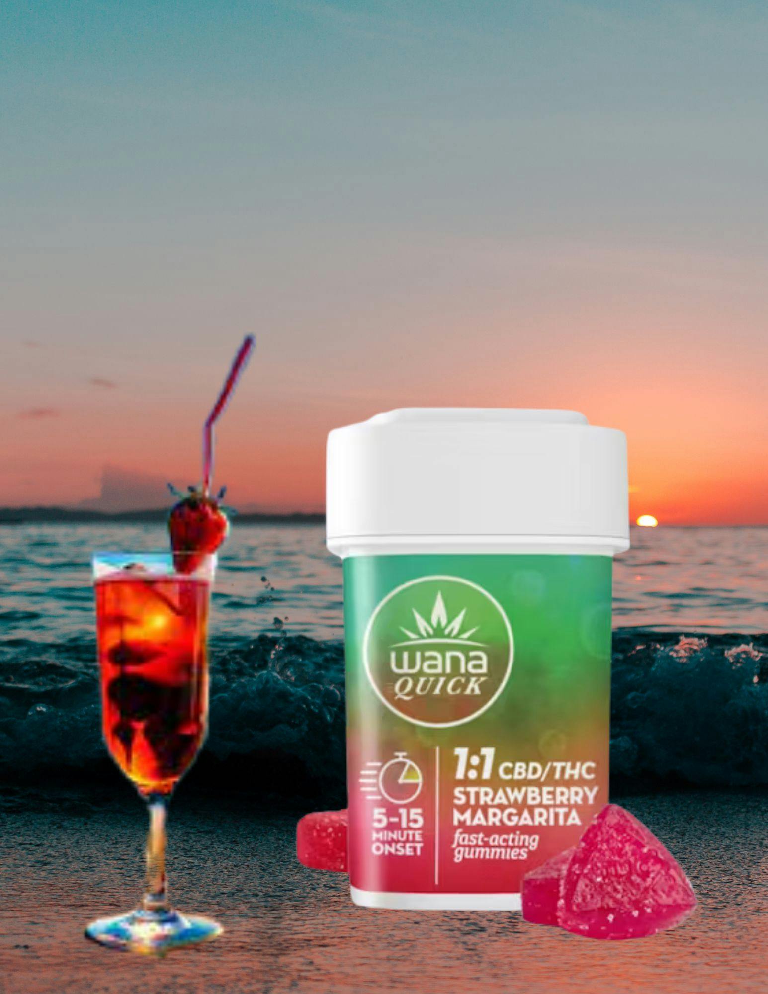 Wana | Quick 1: Gummies 10pk 100mg | Strawberry MargaritaWana1 to 1THC: 0.21%CBD: 0.21%Buy ANY 2 Wana Gummies for $40