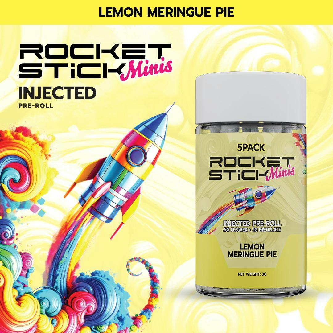 Rocket Stick Minis - Injected Pre Roll Pack (5 x 0.6g) - Lemon Meringue Pie