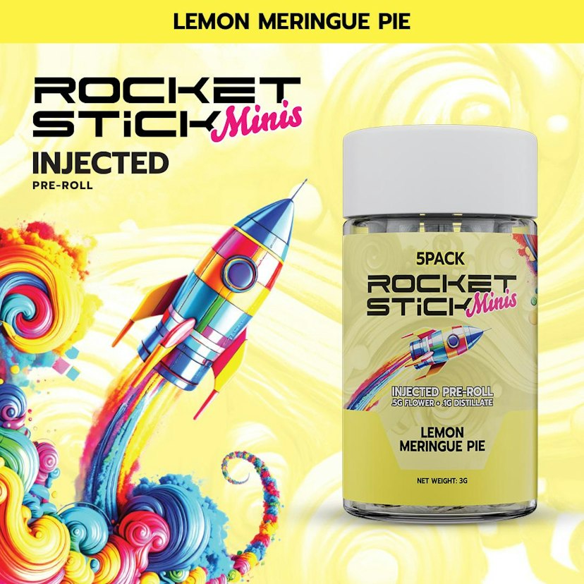Rocket Stick Minis - Injected Pre Roll Pack (5 x 0.6g) - Lemon Meringue Pie