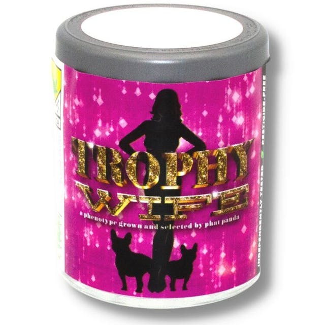 Our most popular indica-dominant hybrid, Trophy Wife is known to be ultra-potent, even among veteran consumers. It tastes skunky and sweet, with a smooth finish on the exhale. This is a common strain among users seeking relief from pain, anxiety, and insomnia for its heavily sedating qualities and uplifting hazy mood-boost.
