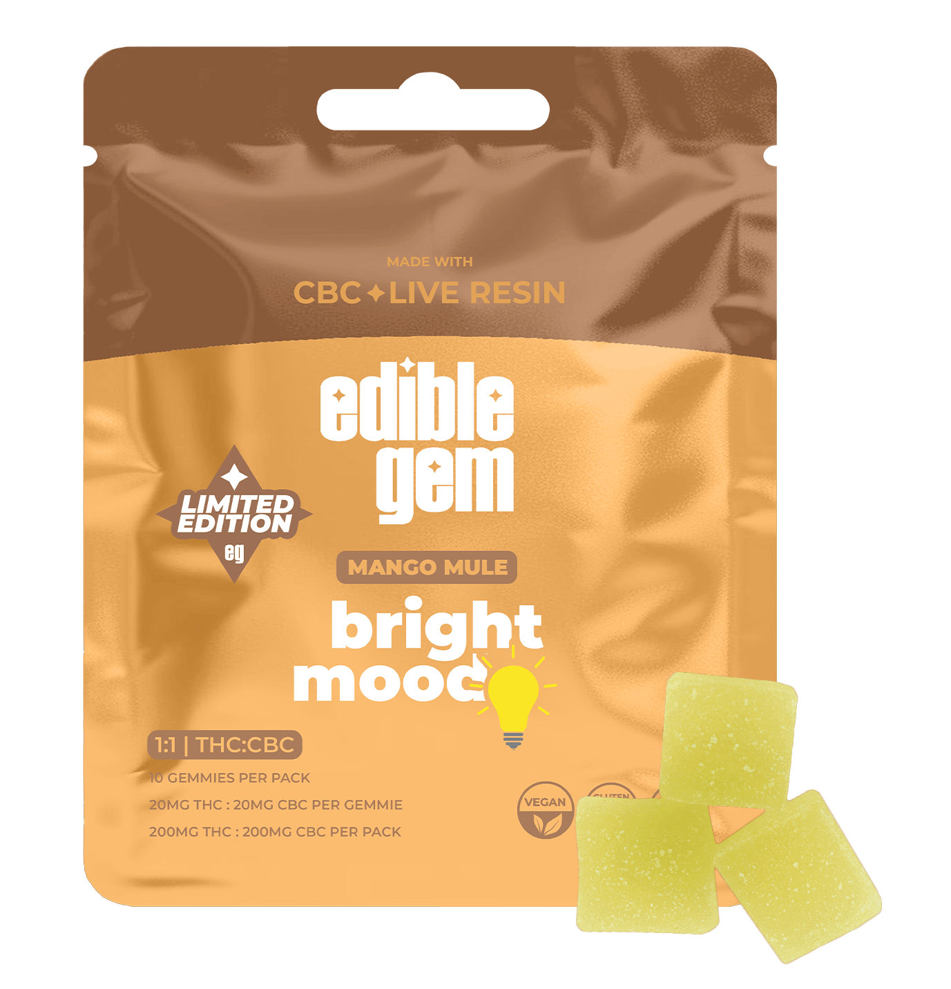 Edible Gem EDIBLE GEM | MANGO MULE - LIVE RESIN 1:1 THC:CBC GUMMIES | 200MG — EDIBLES