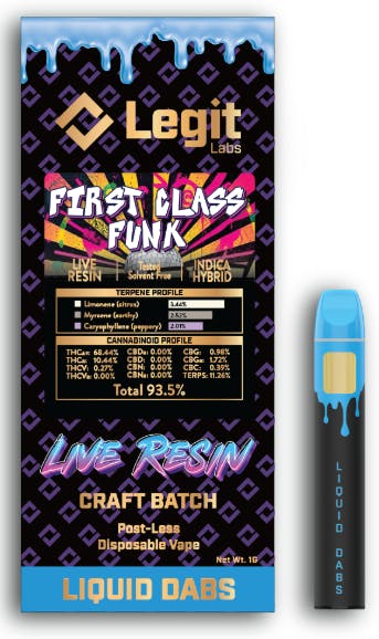 Product: First Class Funk | Post-Less Disposable | Live Resin | Legit Labs