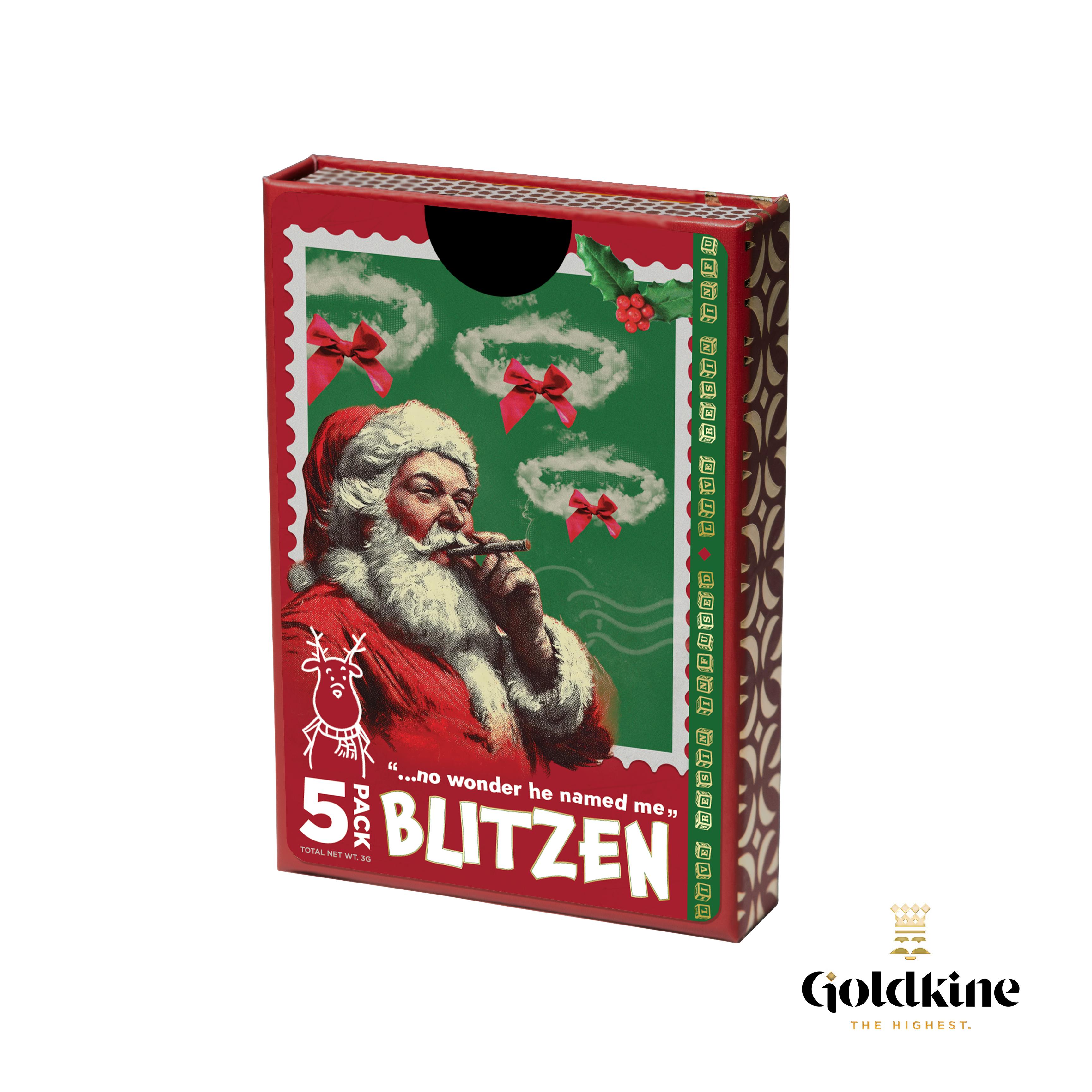Product: Goldkine | Blitzen | Infused Pre-roll Pack x 5 (3g) | Hybrid