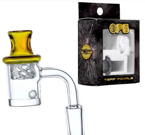 OPG – 25mm Flat Bottom Banger Set + Carb Cap + 2 Terp Pearls – 14mm 90-active