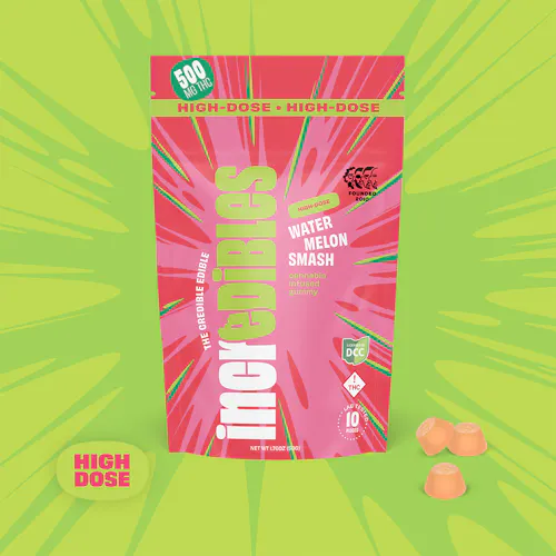 Watermelon Smash High Dose | Gummies | 10 Pack | 500mg THC-active