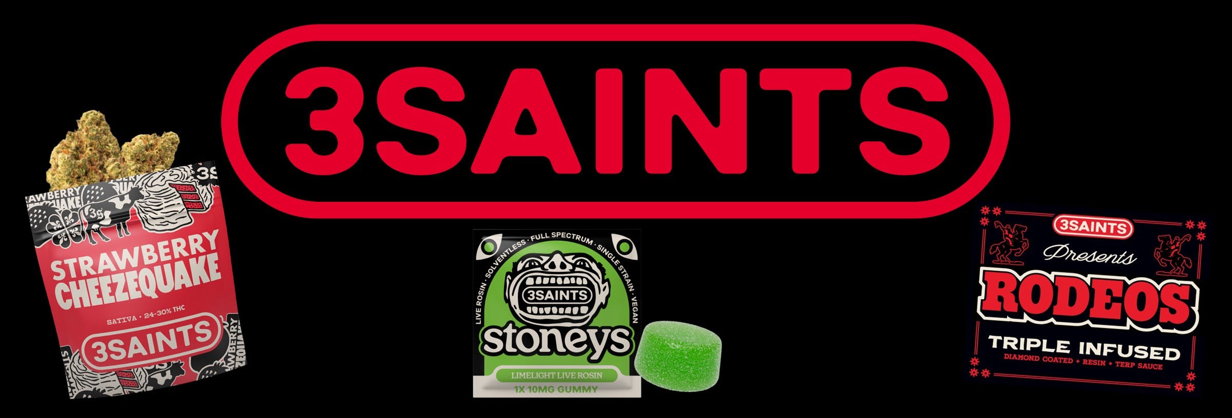 northern glow, cannabis, 3saints, rodeos, infused pre rolls, 28g flower, 14g flower, 3.5g flower, stoneys, kush cookies, strawberry cheesequake, grape pie, august, summer smokes, pre rolls, vapes, edibles, rosin gummy