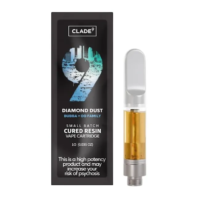 Clade9 Cured Resin Cart Diamond Dust 1g (indica, cured resin cartidge)