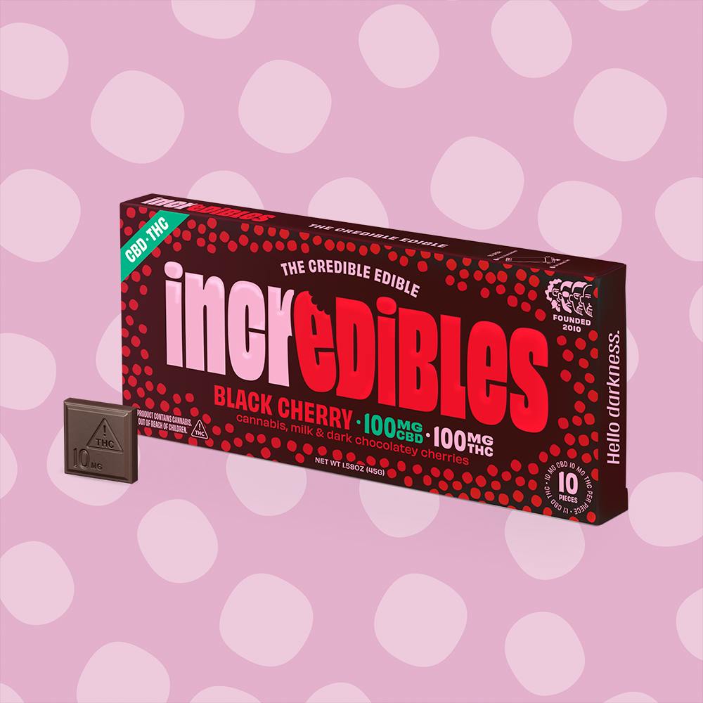 Incredibles - 100mg Chocolate 1:1 THC/CBD - Black Cherry