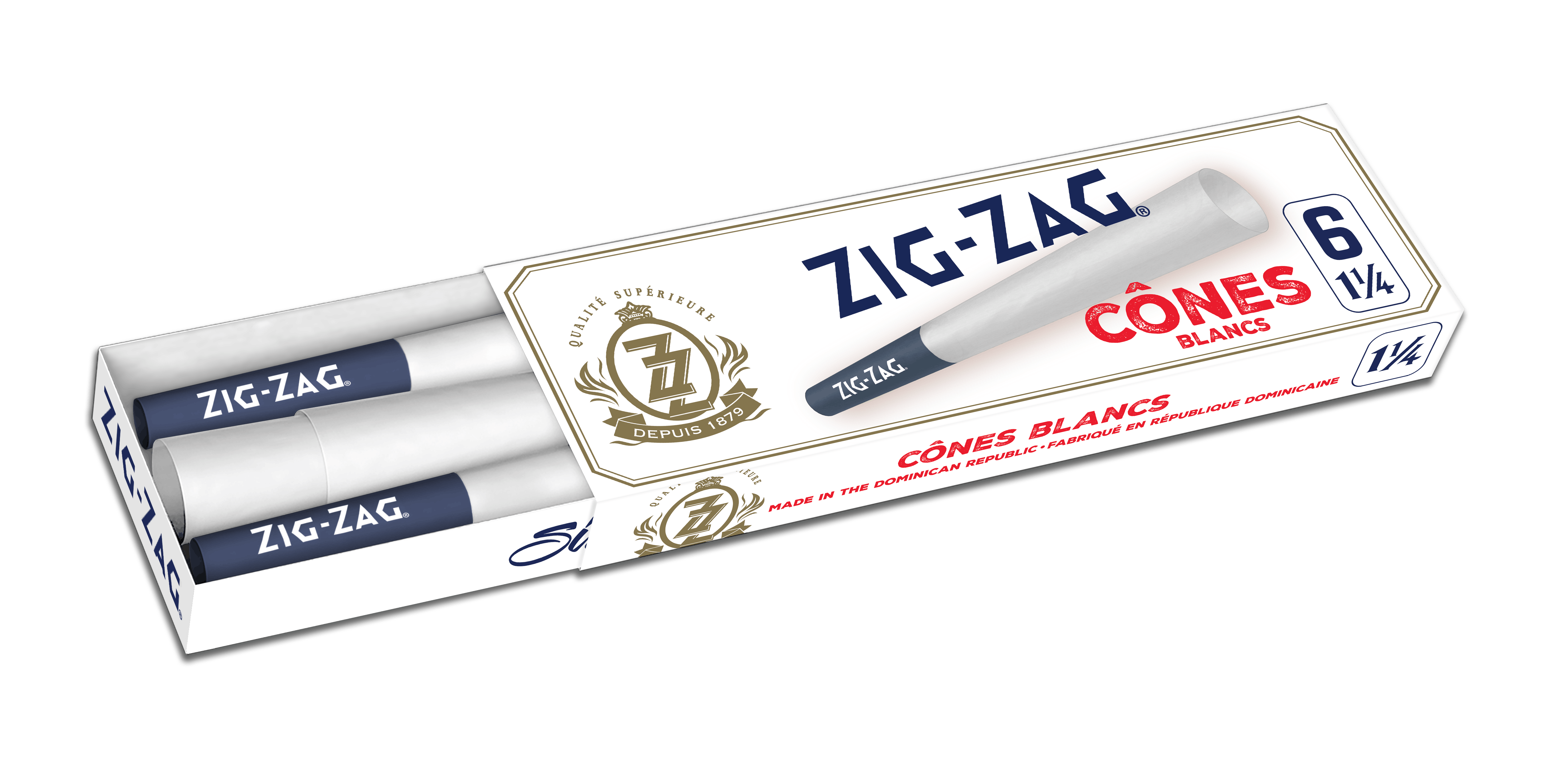 Zig zag - cones - 1¼ - 6pk - white
