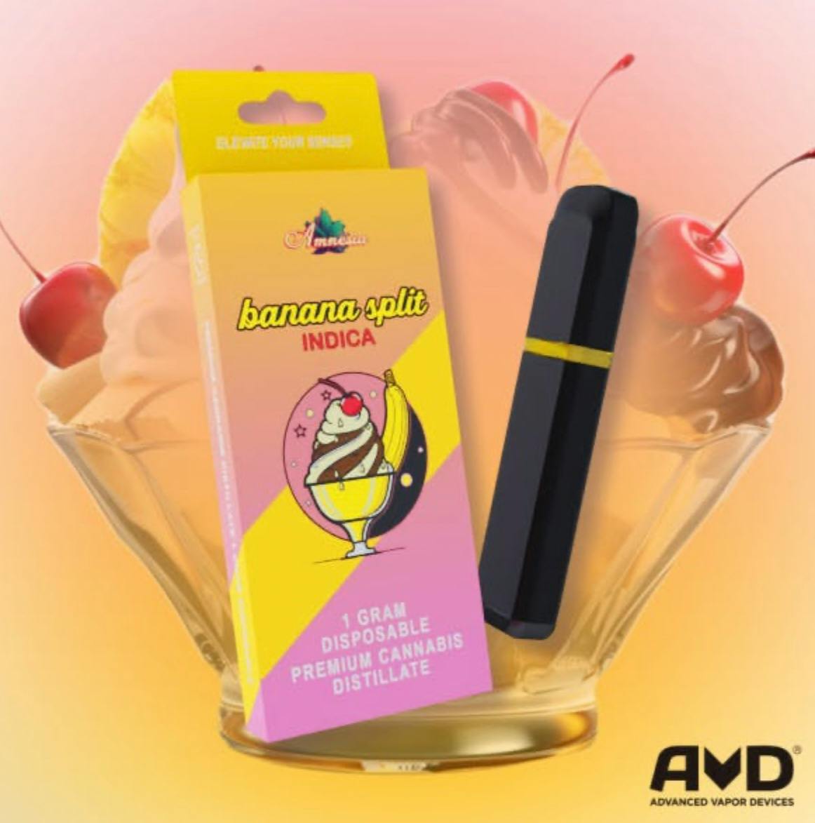Amnesia: Banana Split 1g Vape Disposable | Green Acres - Detroit 8 Mile