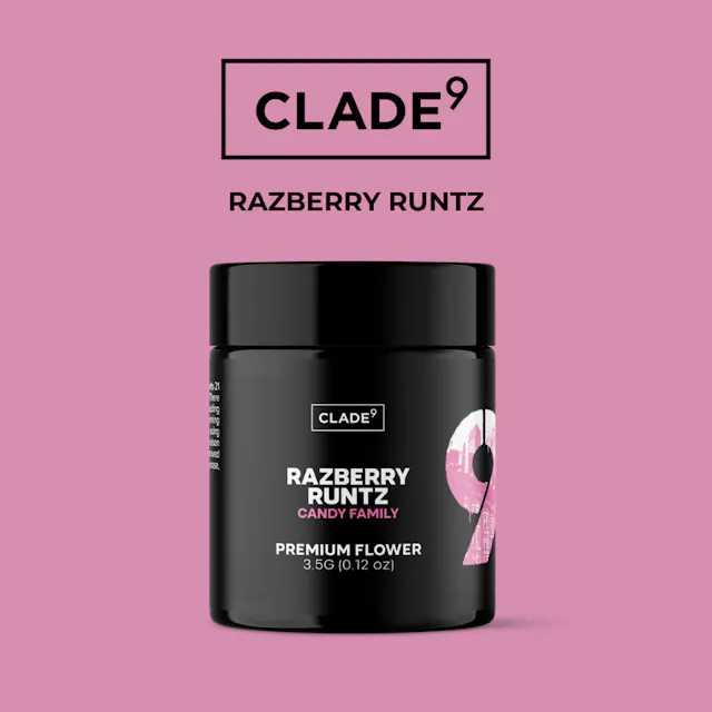 Clade9 Flower Razberry Runtz 3.5g (indica hybrid, whole flower)