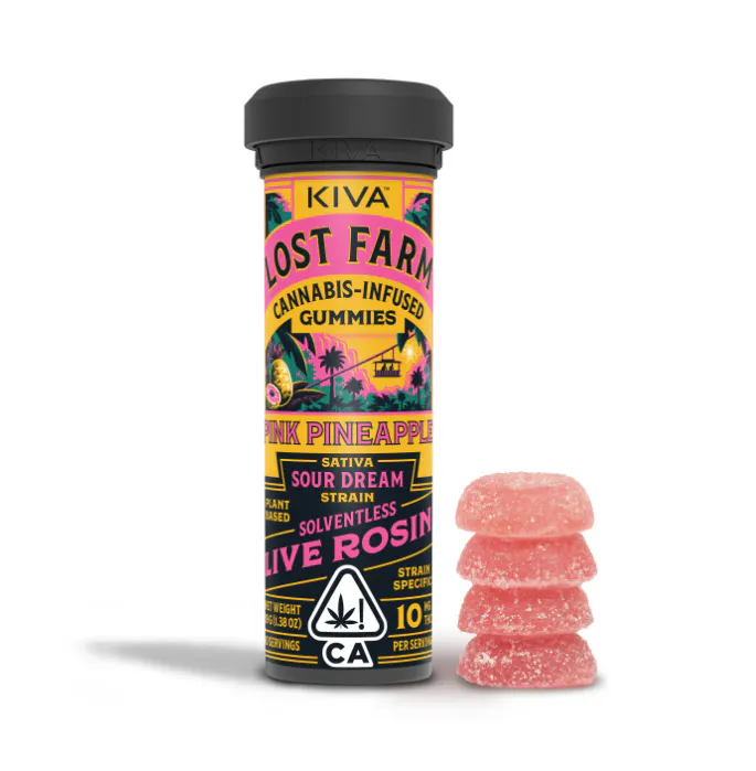 Kiva Lost Farm Rosin Gummies - Sour Dream - Pink Pineapple 100mg