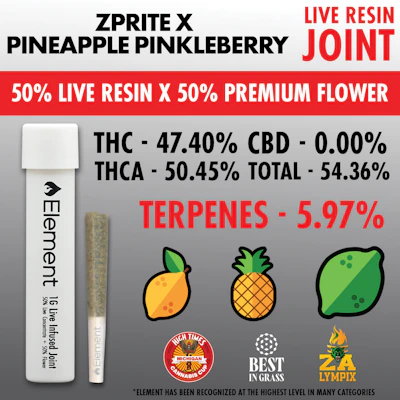 Element x Pro Gro - 1g Live Resin Joint - Zprite X Pineapple Pinkleberry