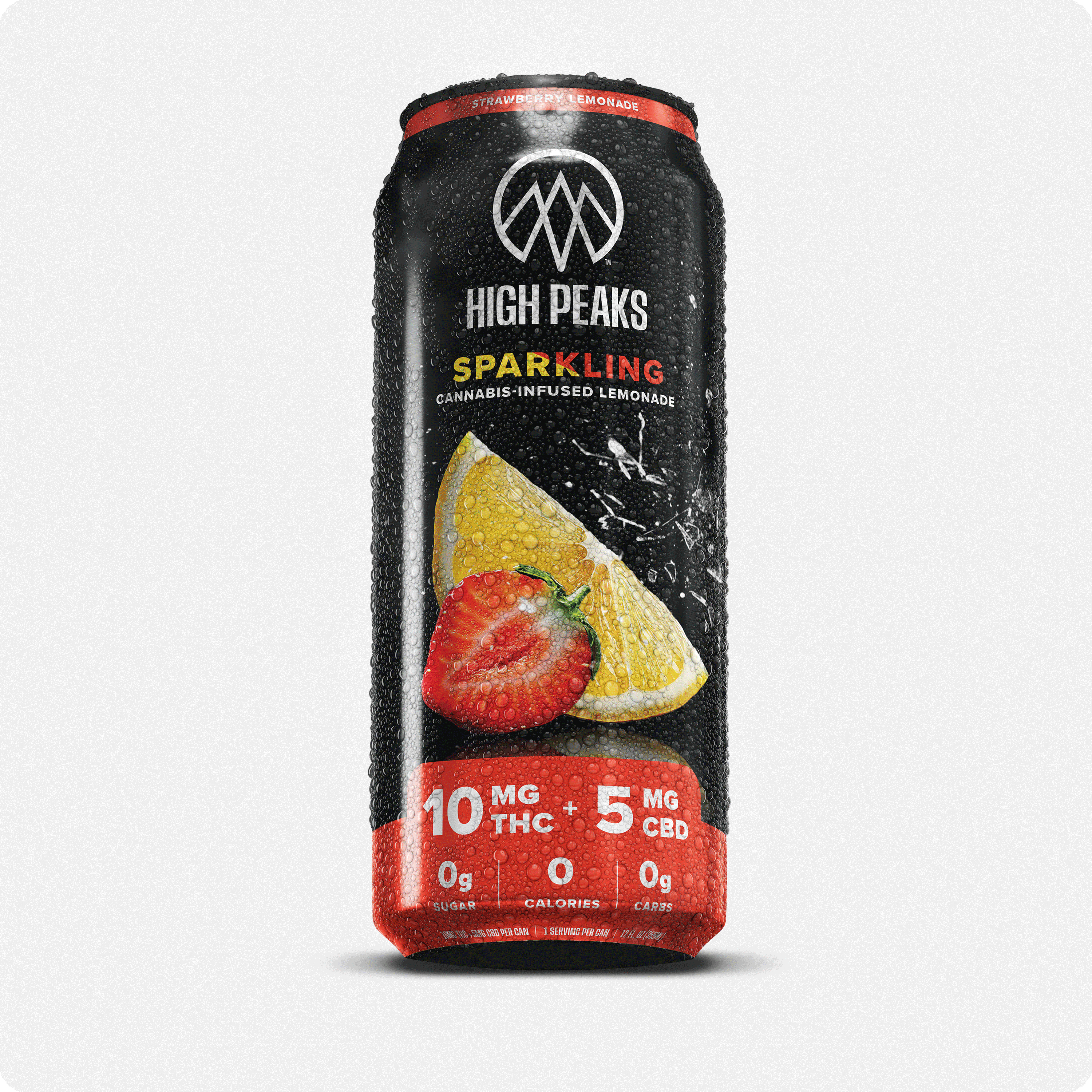 High Peaks | Sparkling Strawberry Lemonade | 10mg THC + 5mg CBD | 12 fl. oz | 1-Pk.
