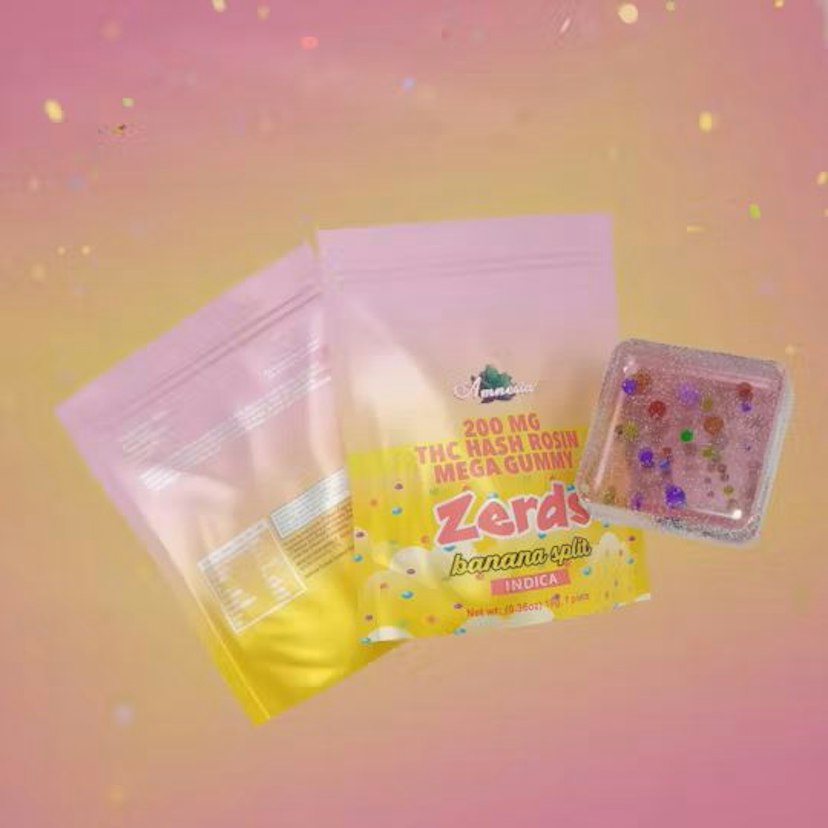 Amnesia 200mg 1pk Hash Rosin Zerds Gummies Banana Split