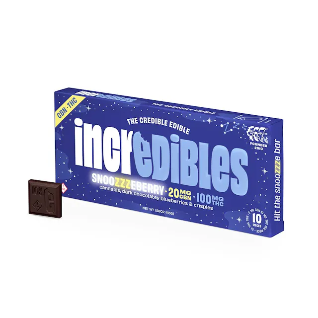 Incredibles Chocolate Snoozzzeberry 5 THC : 1 CBN 100mg (indica, chocolates, 2.8g)