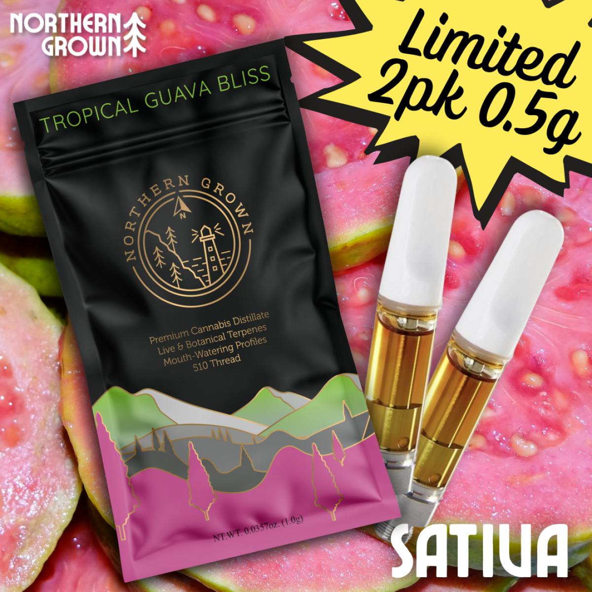 Photo of Northern Grown Juiced Tropical Guava Bliss Juice Cart 0.5g (2 Pack)