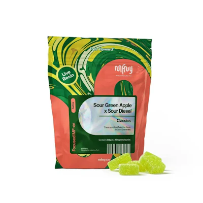 MFNY - 100mg Live Resin Gummies - Sour Green Apple  x Sour Diesel - EDIBLES by MFNY at King of Budz