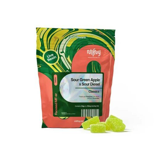 MFNY - 100mg Live Resin Gummies - Sour Green Apple  x Sour Diesel