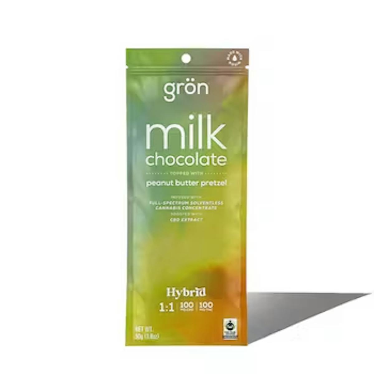Photo of Gron 100mg 1:1 THC:CBD MILK CHOCOLATE PEANUT BUTTER PRETZEL Bar