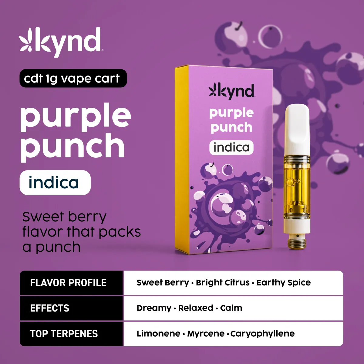 Kynd Purple Punch I Vape Cartridge 1g | AYR New Jersey - Eatontown