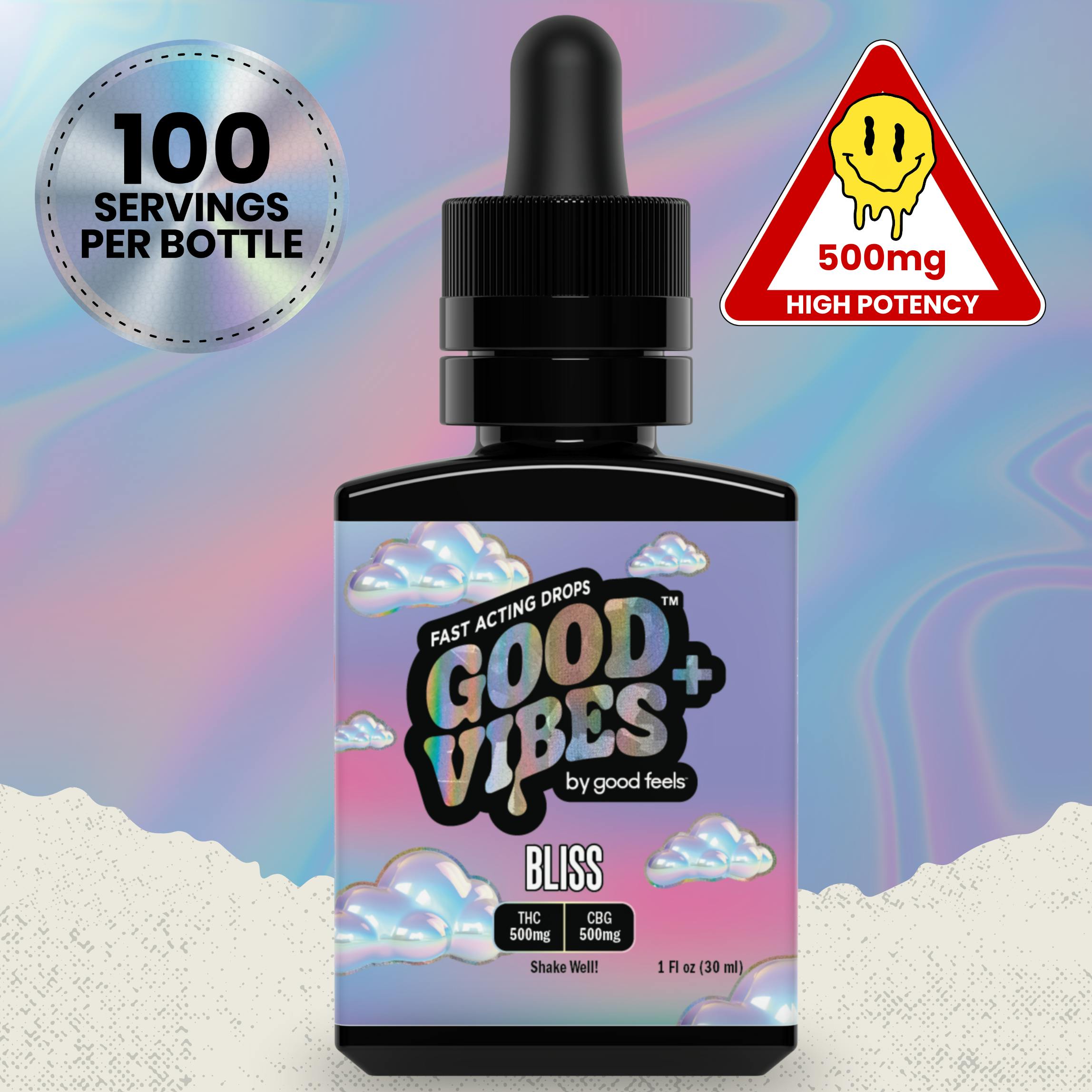 Product Plus Bliss Unflavored Fast-Acting Drops (THC+CBG) | 500mg