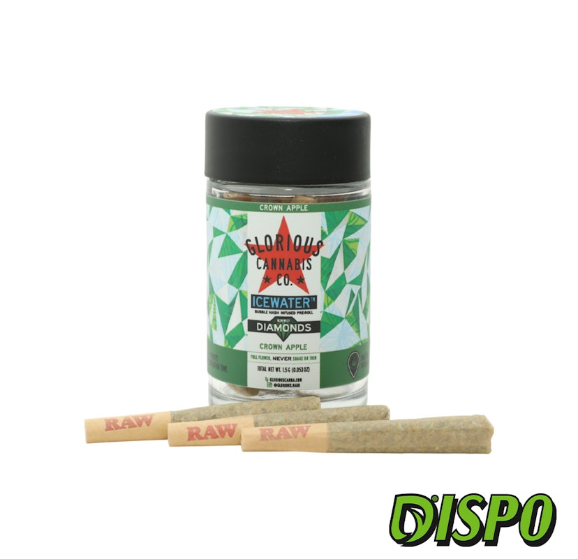Glorious - Crown Apple Icewater Bubble Hash + Diamonds 3 Pack Pre-Rolls