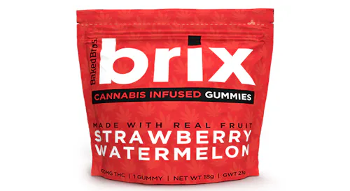 brix 100mg THC Strawberry Watermelon Gummie-active