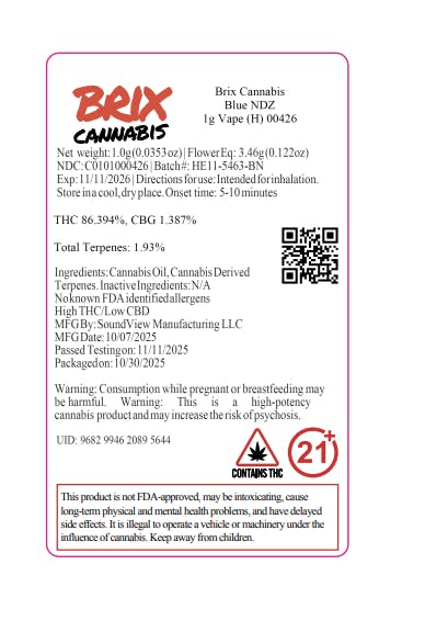 brixz vape flavors BRIXZ High Rise HHC + HHCP Disposable 7.1g main image 0